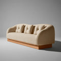 Sofá con brazos curvos y base continua - beige/marrón