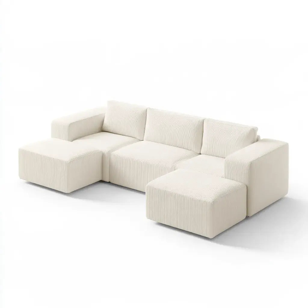 Sofá modular con asientos laterales alargados - beige