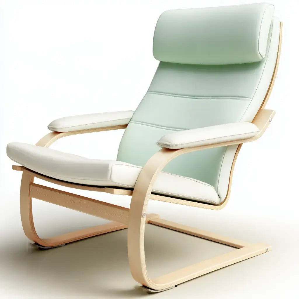 Mecedora con respaldo acolchado y brazos curvos - verde/beige