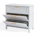 Zapatero con compartimentos abatibles y cajón alto - blanco