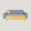 Sofá con asiento con cajones inferiores - azul/amarillo