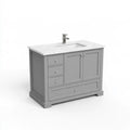 Mueble de baño con puertas inferiores y cajones laterales - gris/blanco